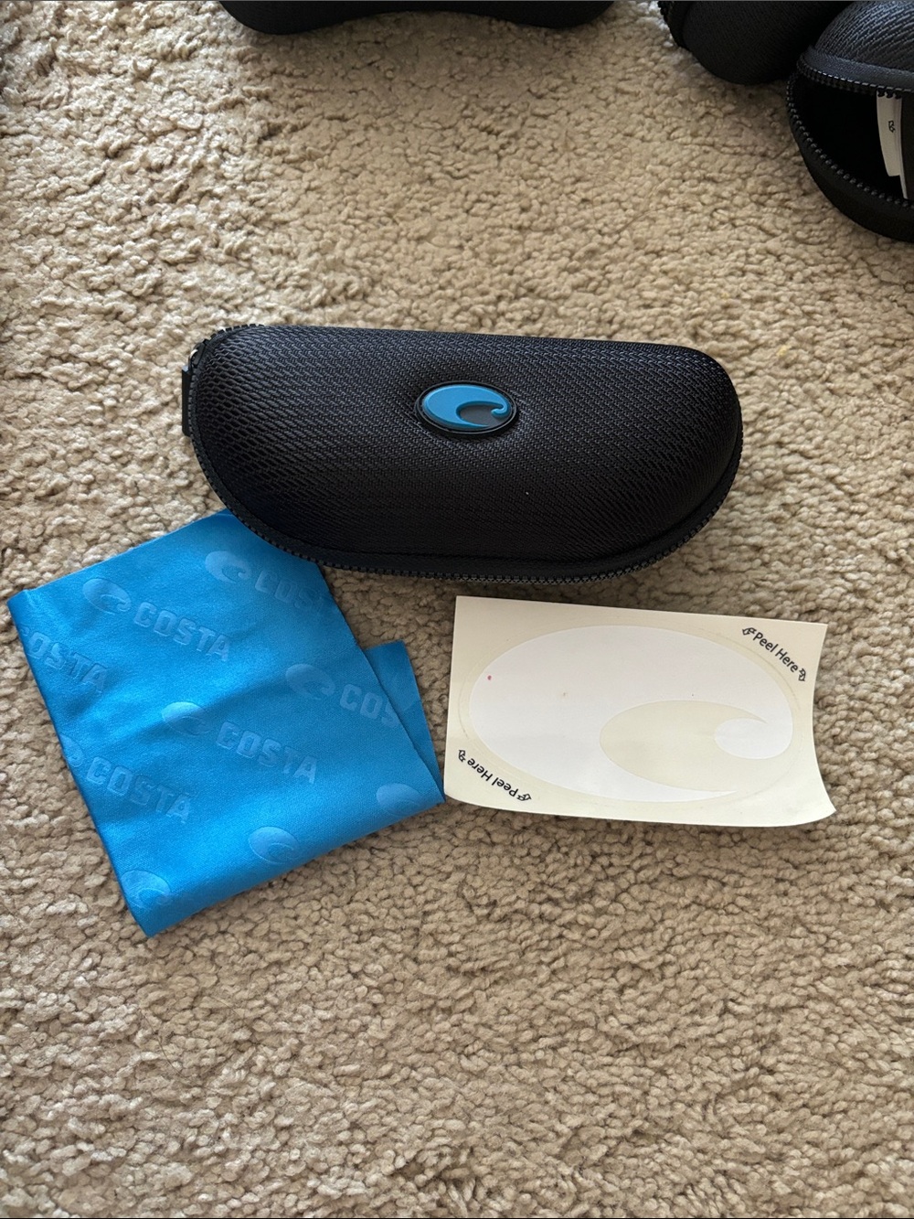 Costa Black Sunglasses Case with Blue Logo Cloth